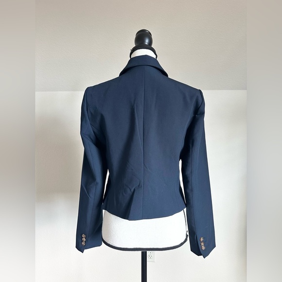 NWT Joie Womens Jacket Size M Navy Blue Double Breasted Cropped Blazer Buttons - Picture 3 of 10